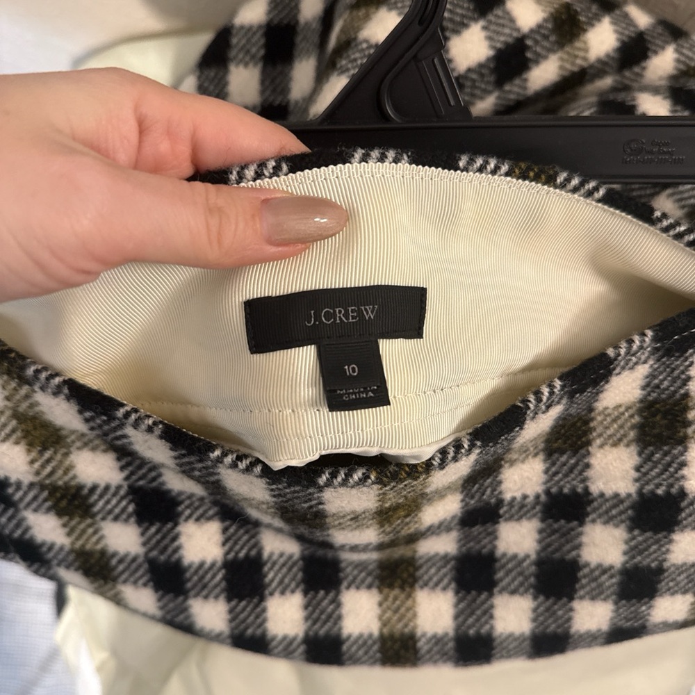 J. Crew Wool Black and White Checkered Mini Skirt - Picture 2 of 6